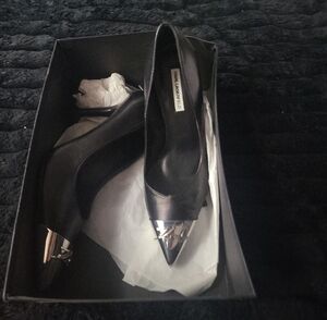 Karl Lagerfeld Black Heels with Metallic Tips